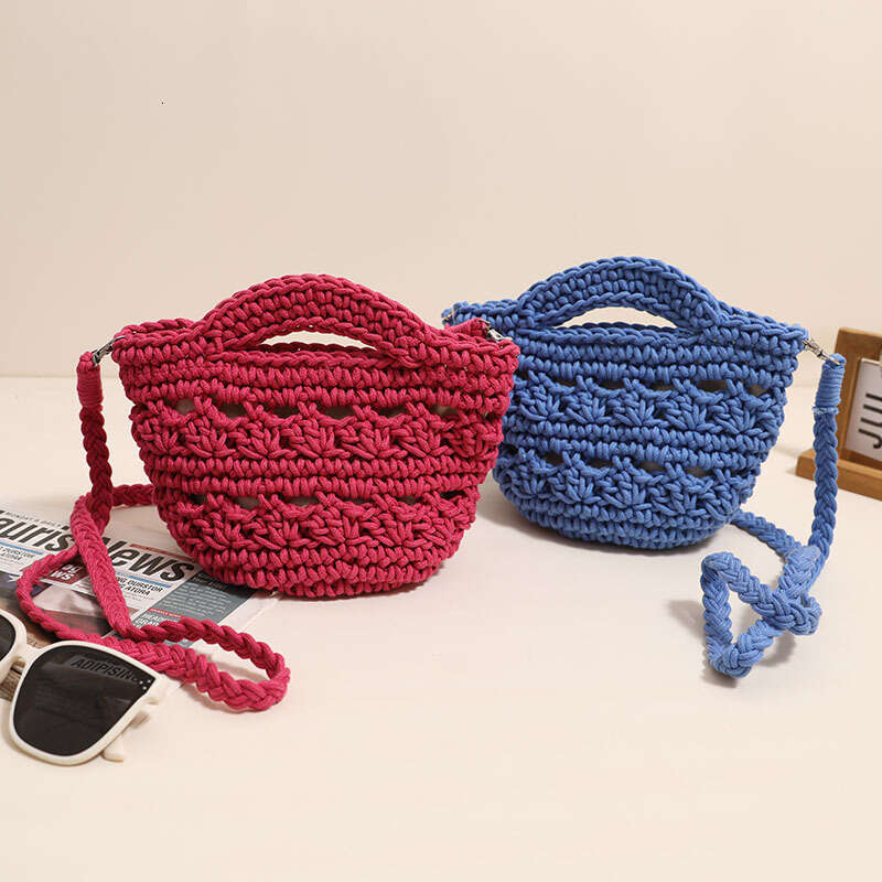 Crossbody Cotton Thread Versatile Hollow Grass Woven Holiday Beach Bag Xiaoqing New Women's Bags