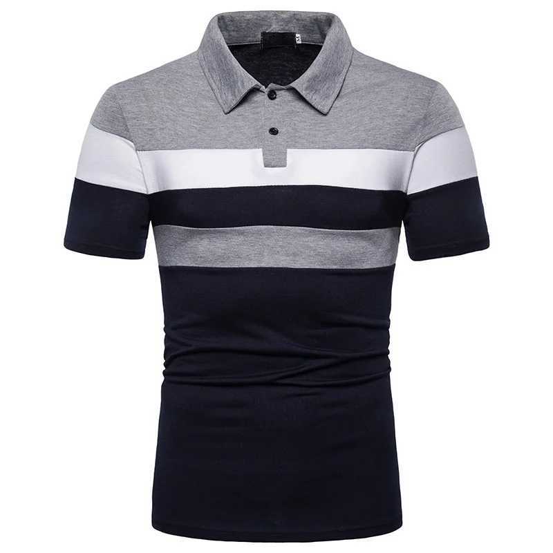 2023 Mens Short Sleeved T-shirt Color Matching Fashion Mens Lapel Short Sleeved Polo ShirtXJ250108