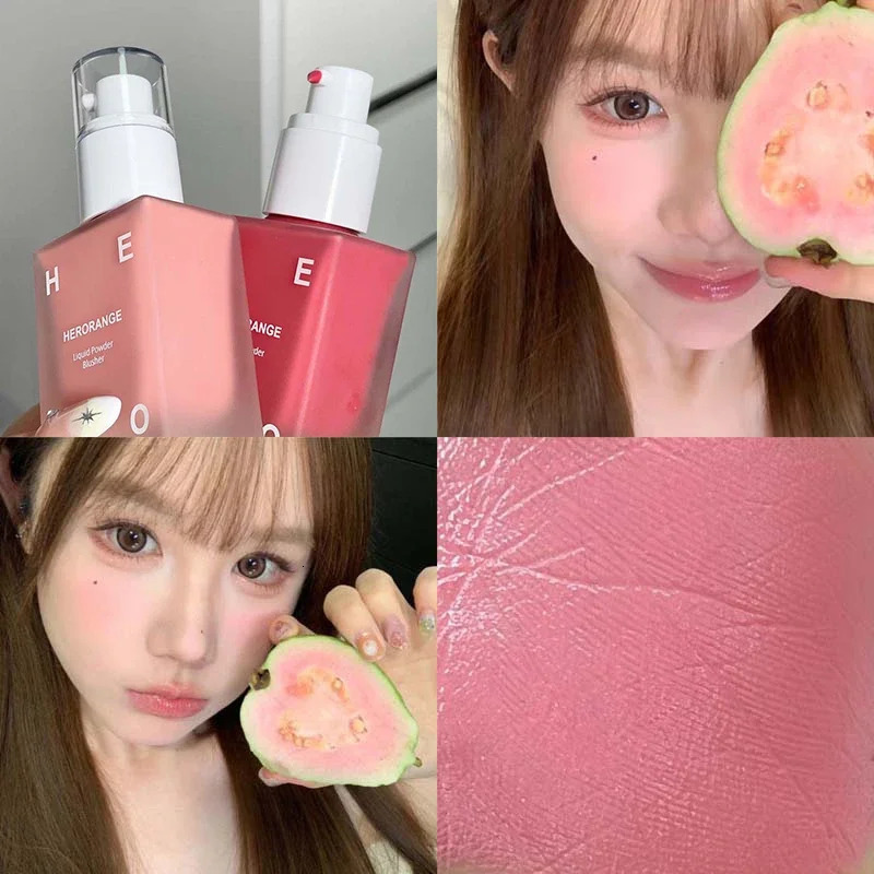 HERORANGE Matte Liquid Blush Velvet Blusher Peach Face Blusher Pigment Lasting Beauty Natural Cheek Tint Cream Blush Makeup 30ML 250108