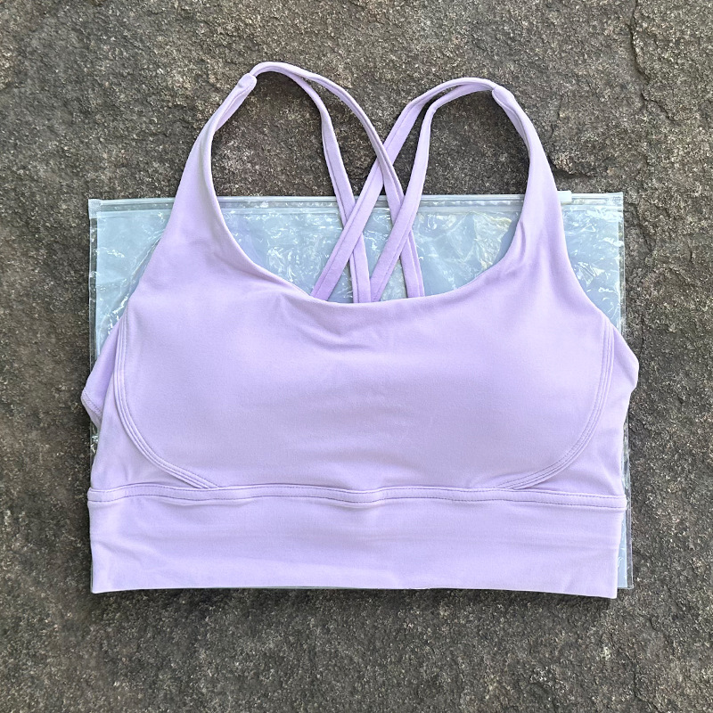 Double sided brushed women's cross underwear, shock-absorbing gathering bra fitness vest naked feeling sports tight fitting peach buttocks runnin