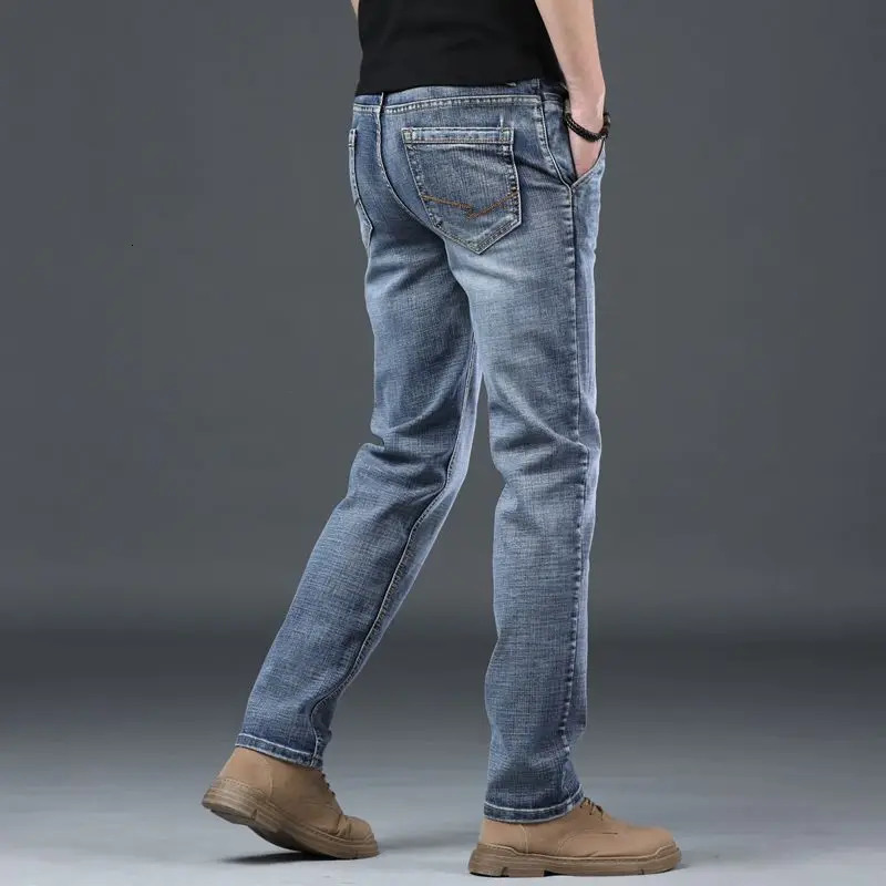 Trousers Slim Fit Skinny Tight Pipe Mens Jeans Elastic Work Wear Stretch Straight Male Cow Pants er Y2k Vintage Xs 250107