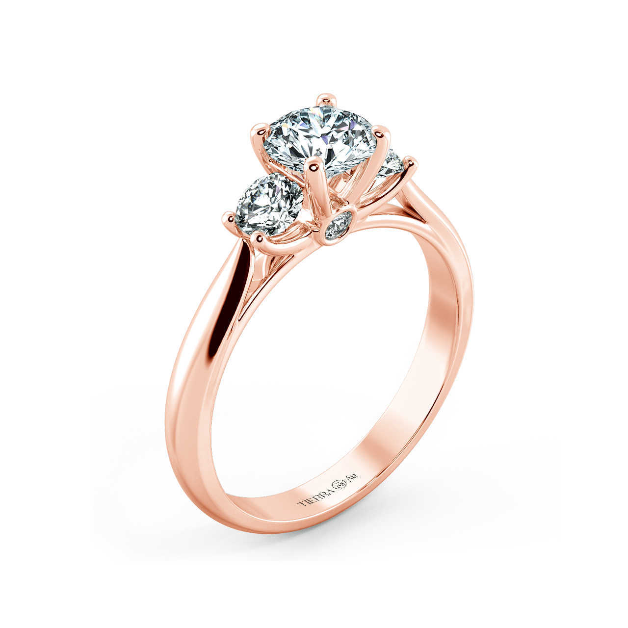 Cubic zirconia Round Brilliant Cut Vintage Viet Nam Three Stone Engagement Ring NCH3202 Tierra Diamond