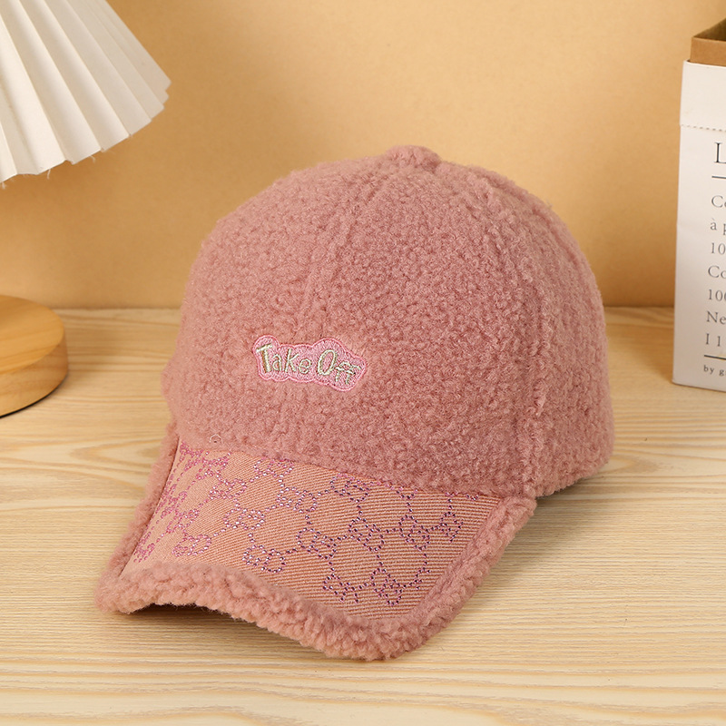 Winter tide thickened warm duck tongue cap ladies with solid color baseball cap Yangqi cold plush hat female models