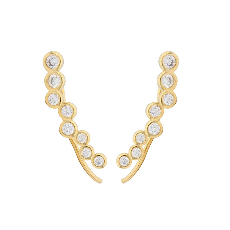 KYOUNUO Gold Silver Filled Ear Climber Earrings For Women Zircon Piercing Womens Ear Crawler Stud Earrings Jewelry Wholesale 250103