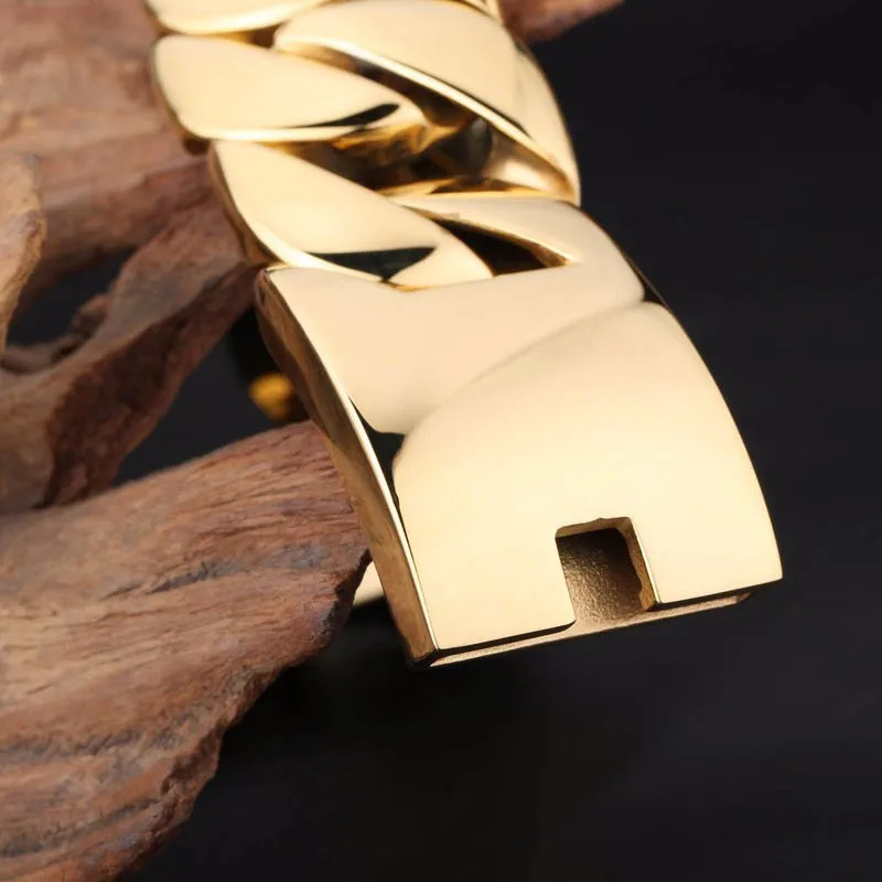 Drop 31mm Gold Color Bracelet Bangle Mens Heavy Chunky Link Chain Bracelet Fashion Jewelry Gifts 250107
