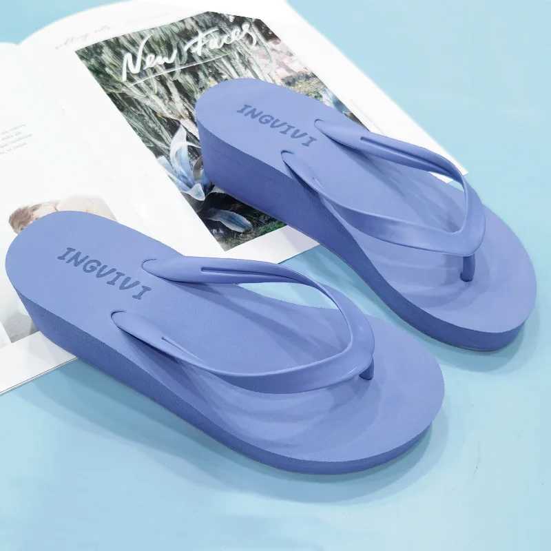 New Arrival Womens shoes slider casual Med candy color rubber flip wedge beach platform luxury Hawaii T250108