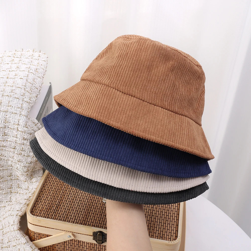 Corduroy Bucket Hat Spring Autumn Solid Color Women Men Fisherman Hats Hip Cap Foldable Bob u Panama Fishing Cap Gorras 250107