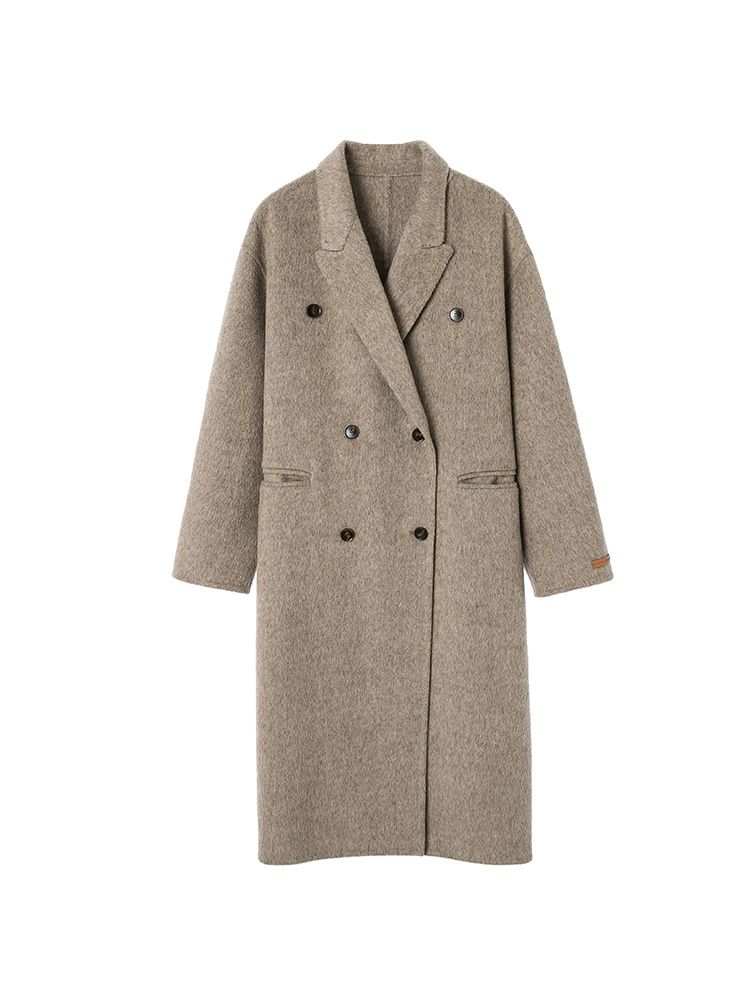 L111 pure high count high density double-faced wool coat for women autumn and winter high-end long loose thick wool