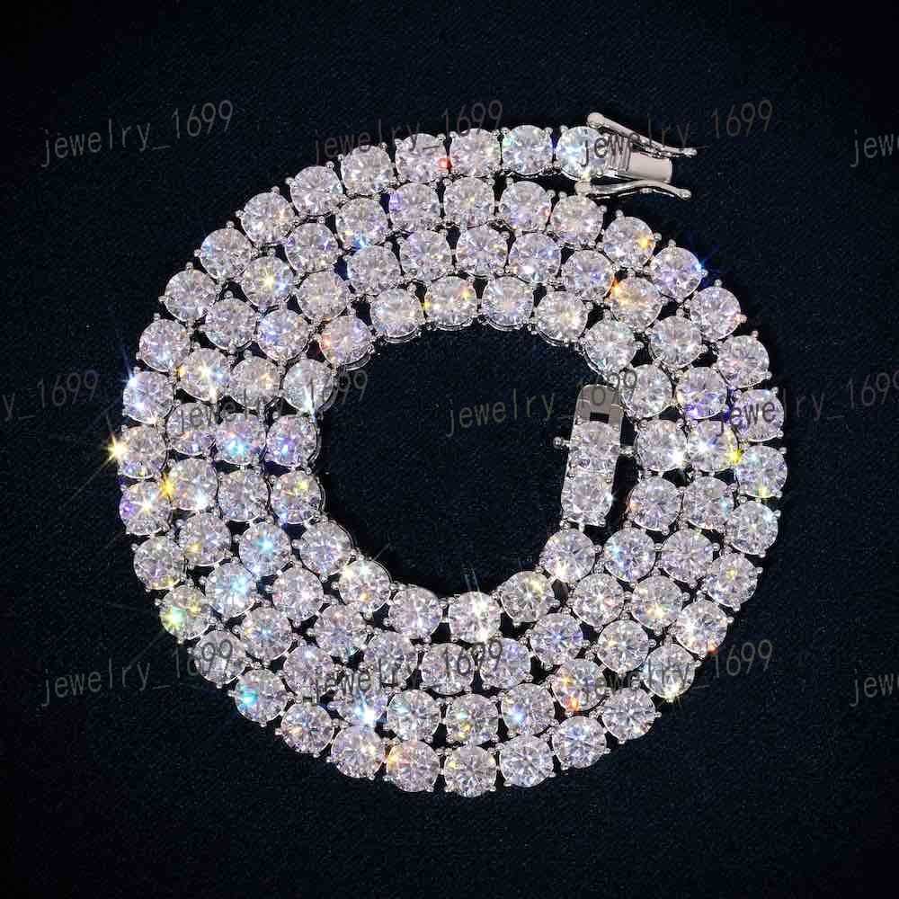 Precious round cut hip hop tennis necklace for women in moissanite diamond crafted in 14KT White gold with VVS clarity