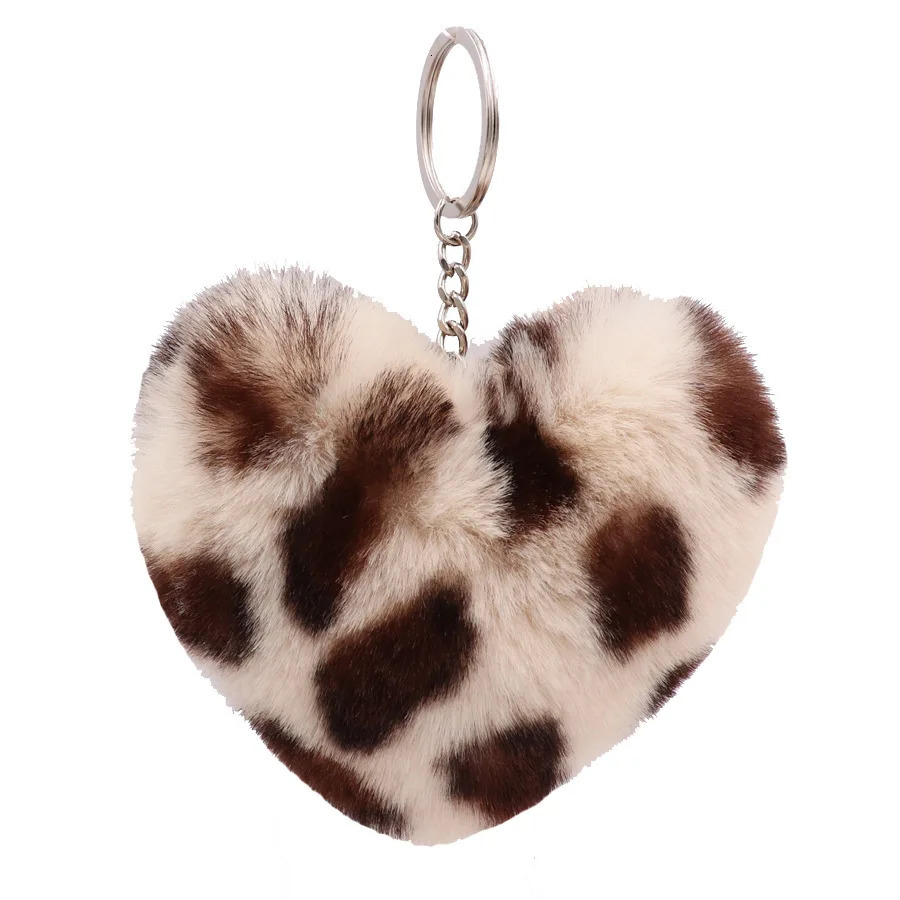 Wholesale Leopard Print Love Plush Keychain Winter Ladies Bag Pendant Fashion All-match Hair Ball Car Pendant Small Gifts 250107