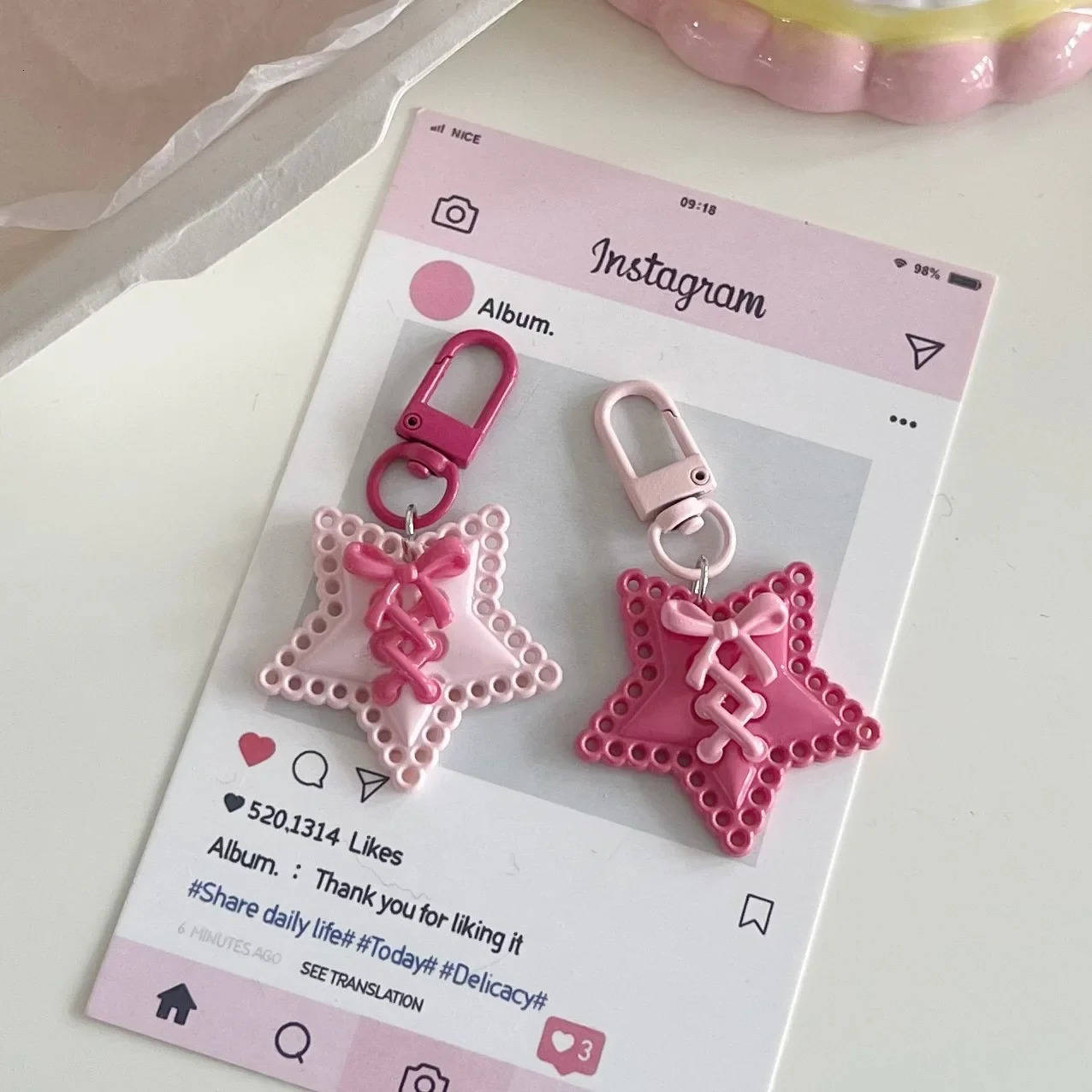 Y2k Pink Hollow Strap Star Heart Keychain for Women Sweet Pentagram Phone Keychain Bags Charms Pendant Decorative Ornament Gifts 250107