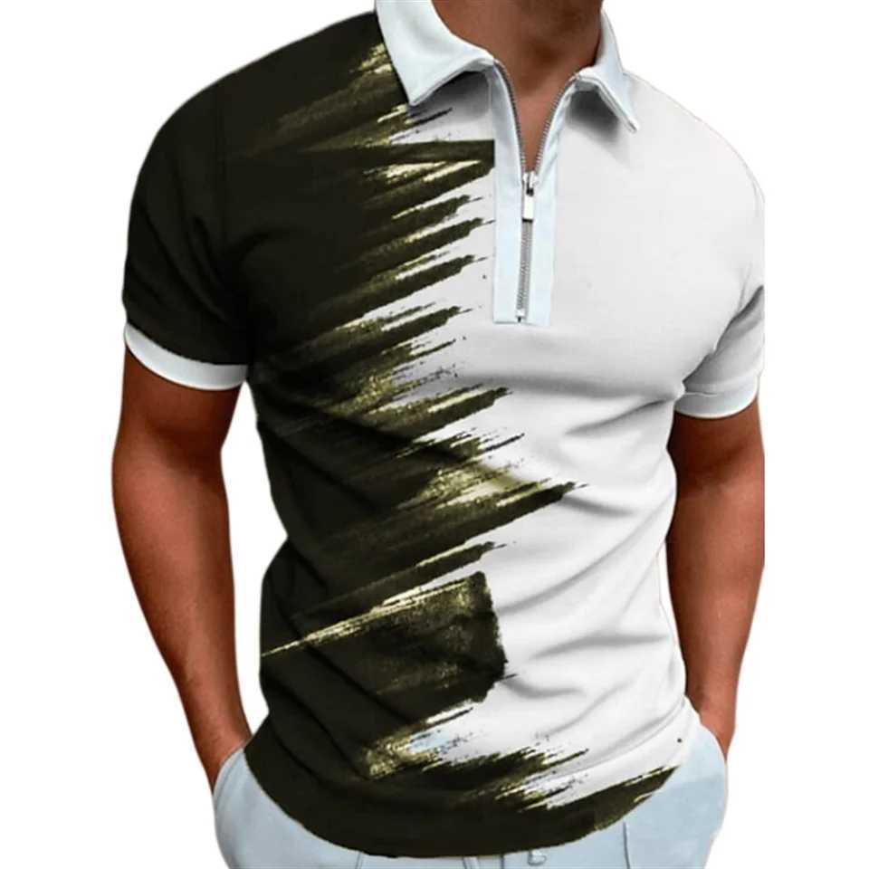 T-shirts Men Golf Quarter Zip Polo Street Collar Mens Tops Short Sleeve Streetwear Graphic Color Block Zipper Quarter SummerXJ250108