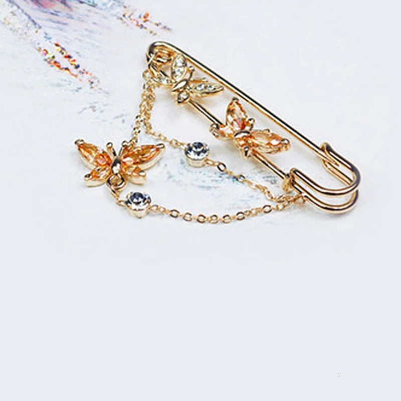 ZHOUYANG Butterfly Brooches Crystal Champagne Rose Gold Color Pin Jewelry Austrian Crystal Wholesale ZYX015 241230