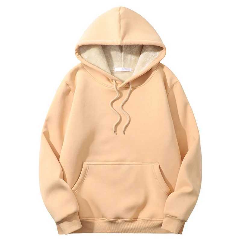 Winter Mens Long Sleeve Cashmere Hoodie Solid Color Loose Hoodie Warm Sweater Fashion Edition Wool Sports Hoodie W250108