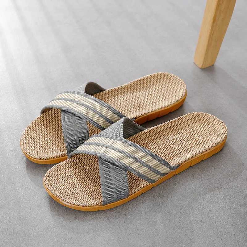 New Arrival New linen beach slider mens lightweight home shoe flip cover mens indoor bathroom slider unisex home slider Zapatos Hombre T250108