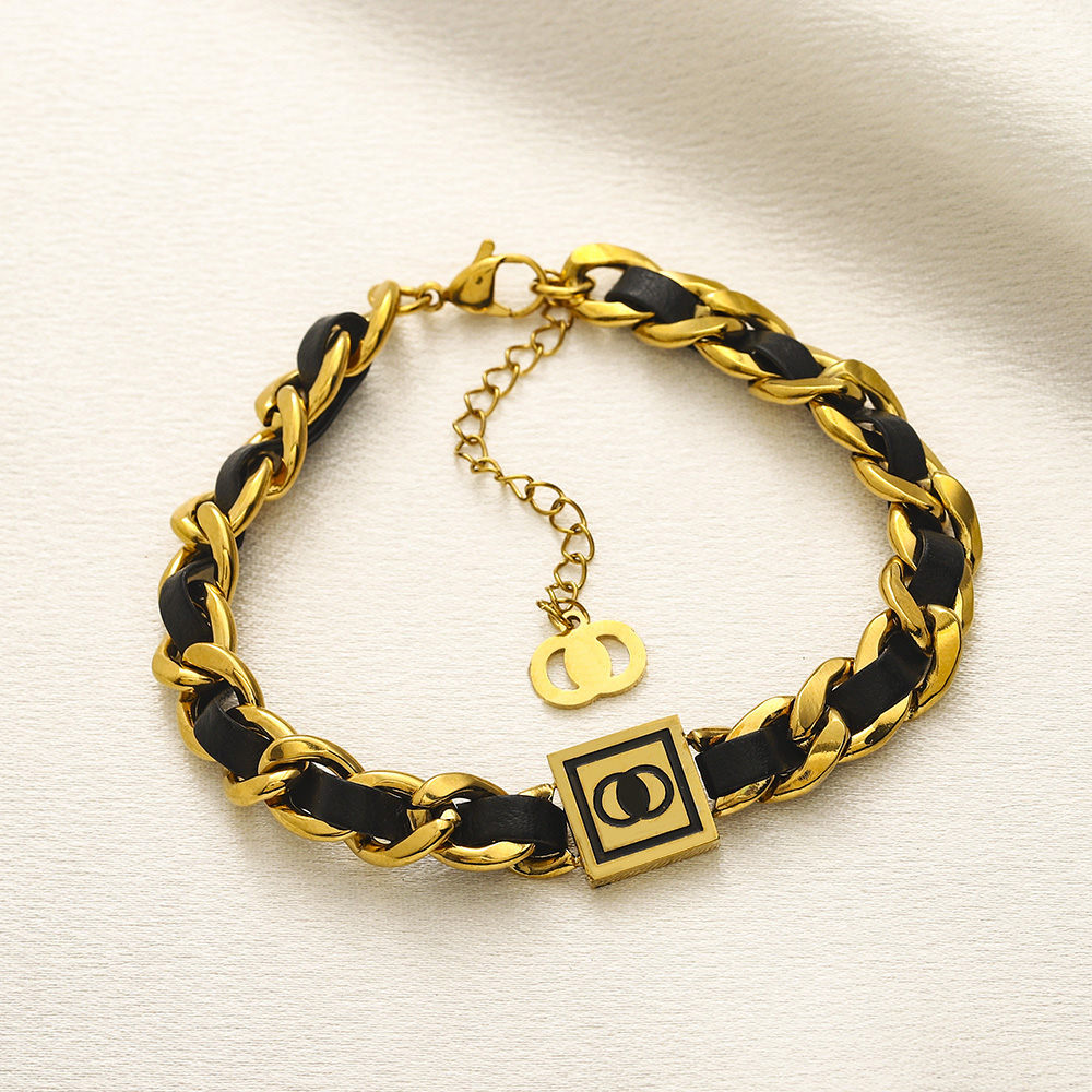 Bangle Bracelets Bangles Chain Stylish Womens Gold Tone Black Chain Bracelet Fashion Jewelry with Initial and Symbol Charms Trendy Accessory for Casual Wear