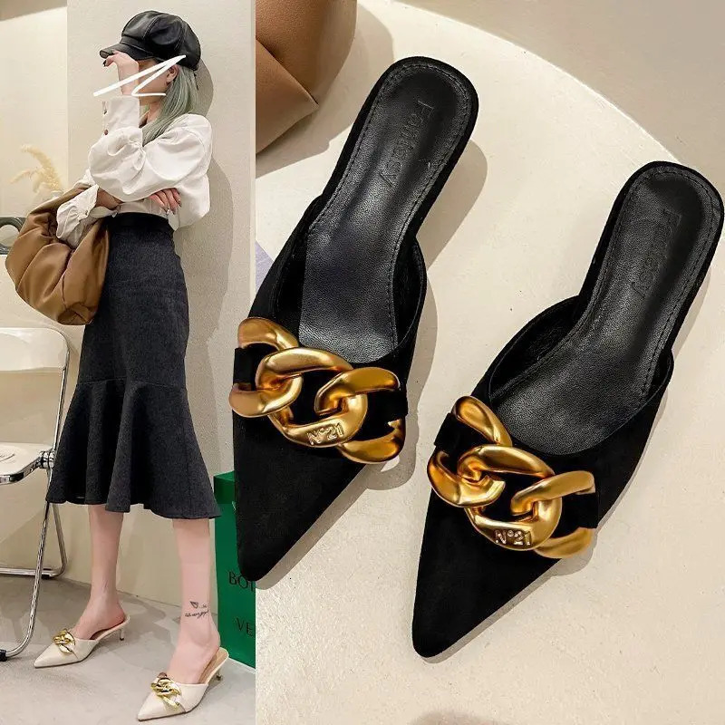 Summer Style Low Heels Womens Slippers Net Infrared Wear Fashion Thick Heel Ladies Slippers 250107