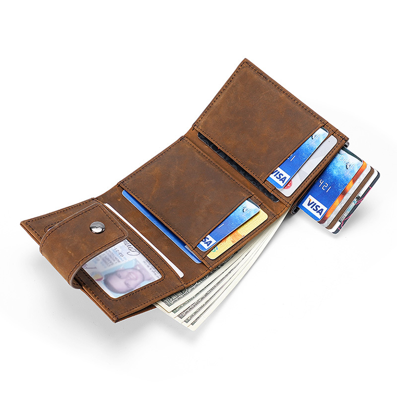 100% Genuine Leather Credit Card Holder Wallet RFID Blocking Trifold Slim Purse Smart Men Wallets For Airtags