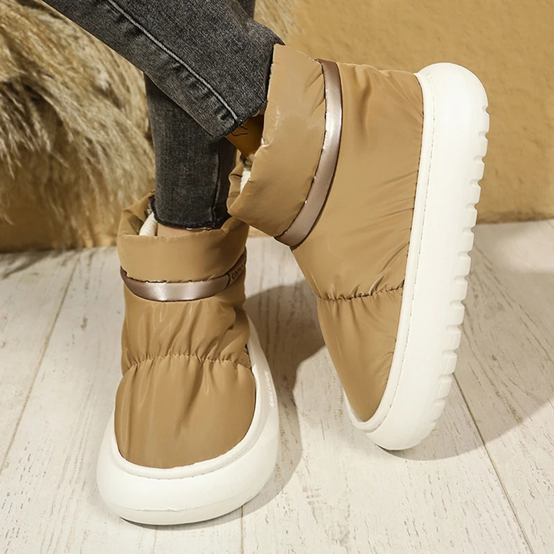 Womens 2024 Winter Warm Plush Cotton Padded Shoes Thick Bottom Waterproof Down Snow Boots Woman Non-Slip Platform Ankle Boots 250106