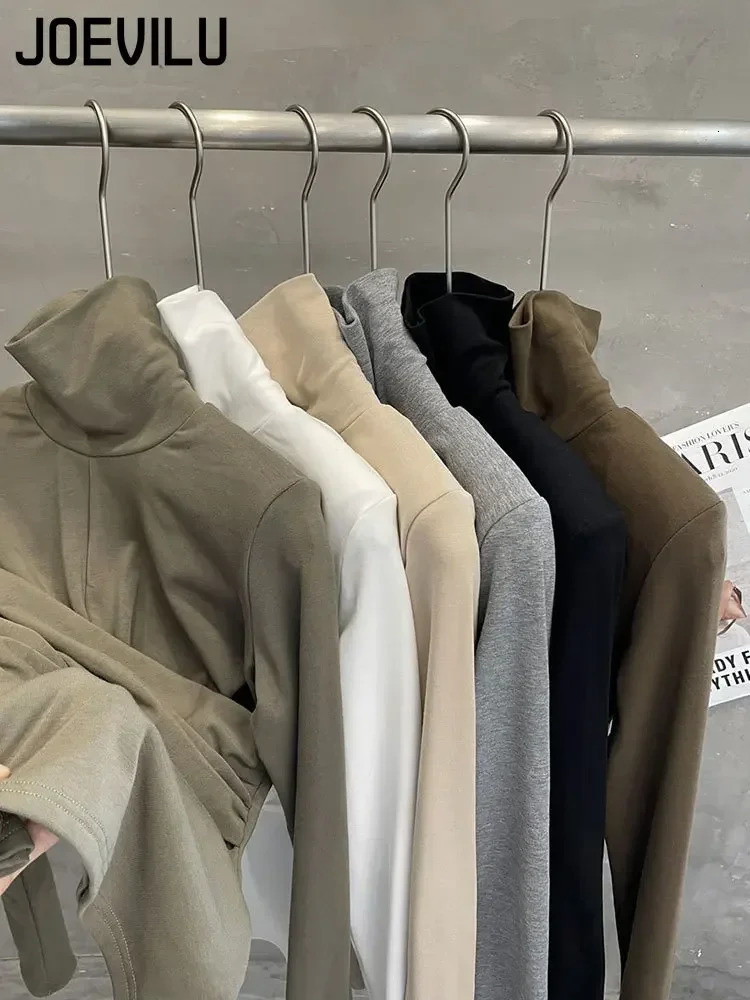 Turtleneck Base Shirt Womens Sexy Twisted Tops Korean Fashion Slim Long Sleeved T-shirt Autumn and Winter Warm Plush Pullover 250107