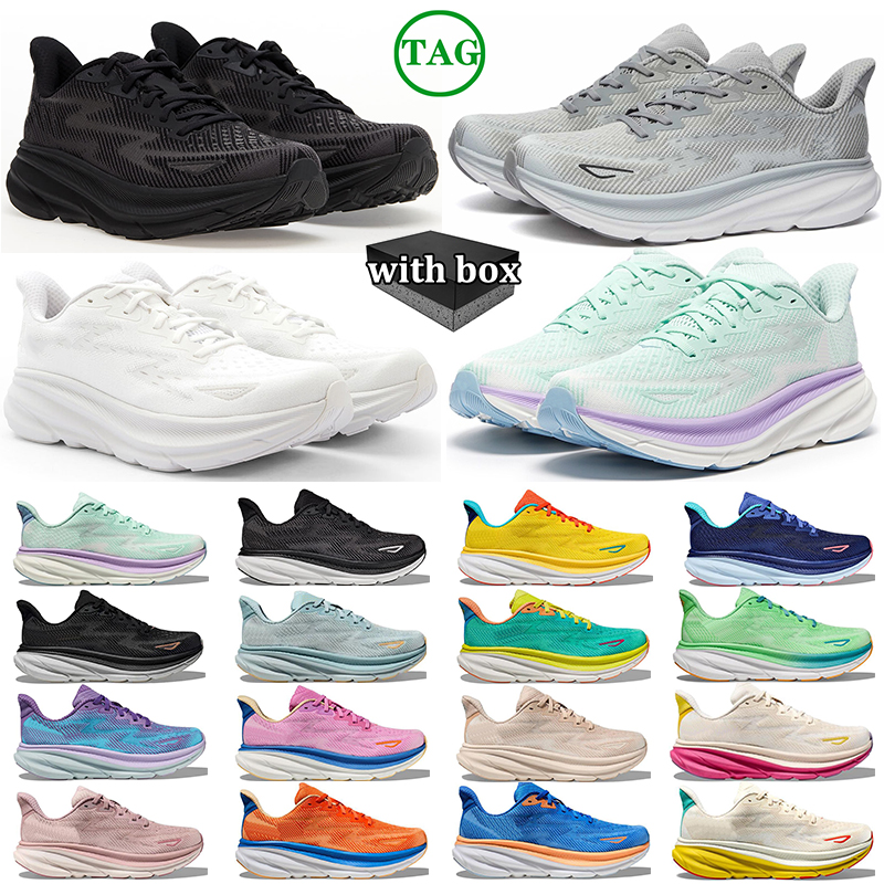 free shipping with box designer bondi clifton 8 9 running shoes for men women black white mens sports womens trainers sneakers tennis shoes size 36-47