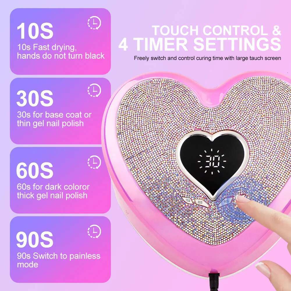 With Rhie Heart Shape Professional Nail Gel Dryer Pedicure hine LED Light For Nails Portable UV Lamp Gadgets