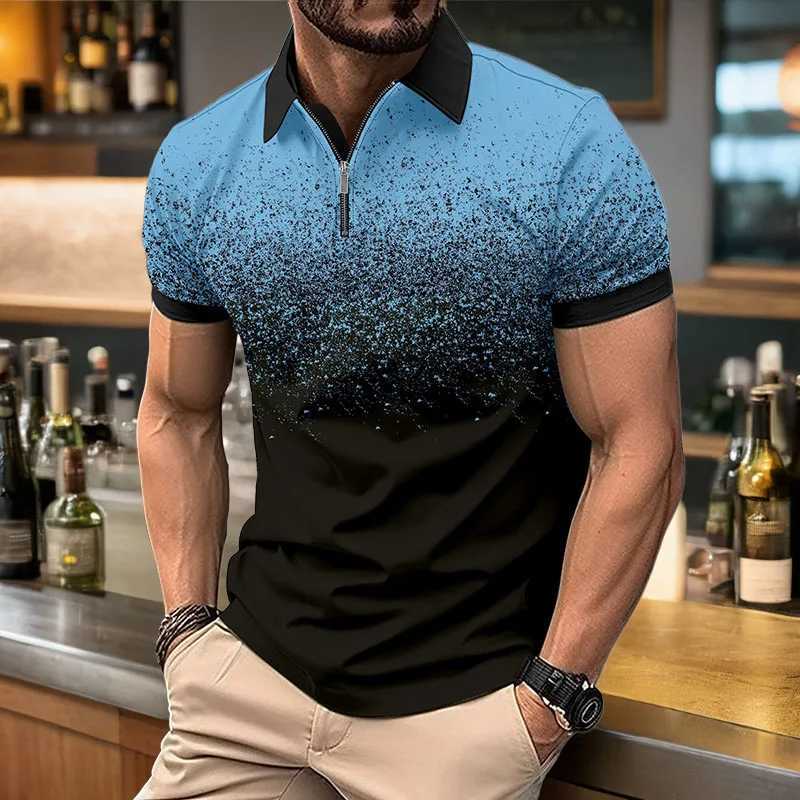 Mens summer fashion color starry zipper Polo shirt Breathable casual T-shirt topXJ250108