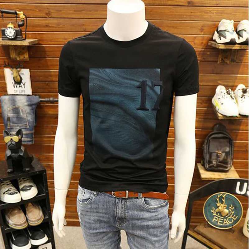 Fashionable O-neck fully matched printed T-shirt for mens summer collection loose casual floral top short sleeved Korean T-shirt M250108