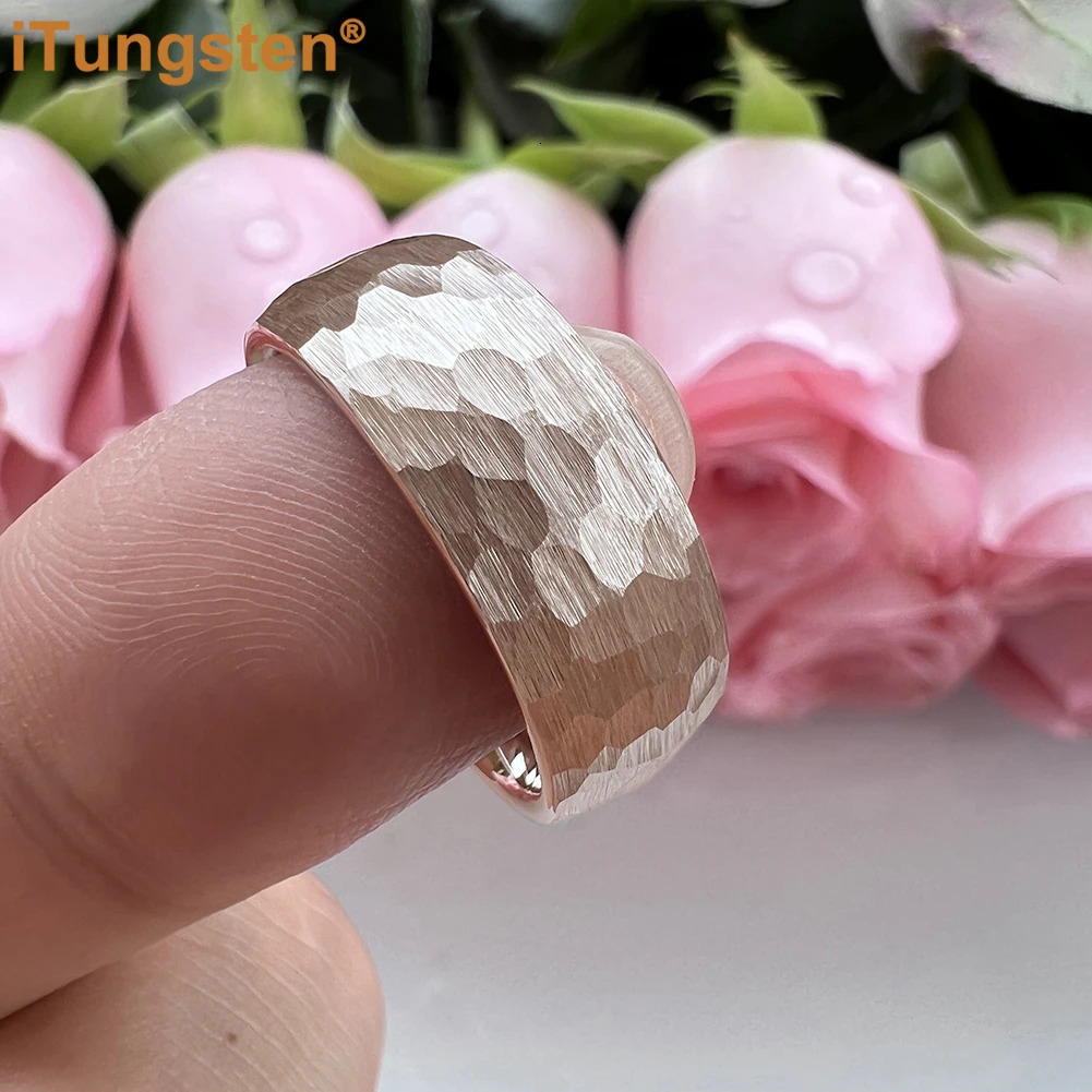 iTungsten 6mm 8mm Men Women Black Hammered Tungsten Carbide Ring Engagement Wedding Band Trendy Jewelry Domed Comfort Fit 250107