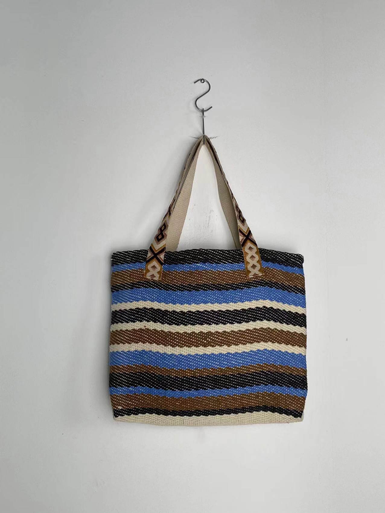 Vintage Handcrafted Coarse Linen Shoulder Bag - Eco-Friendly Fashion Accessory