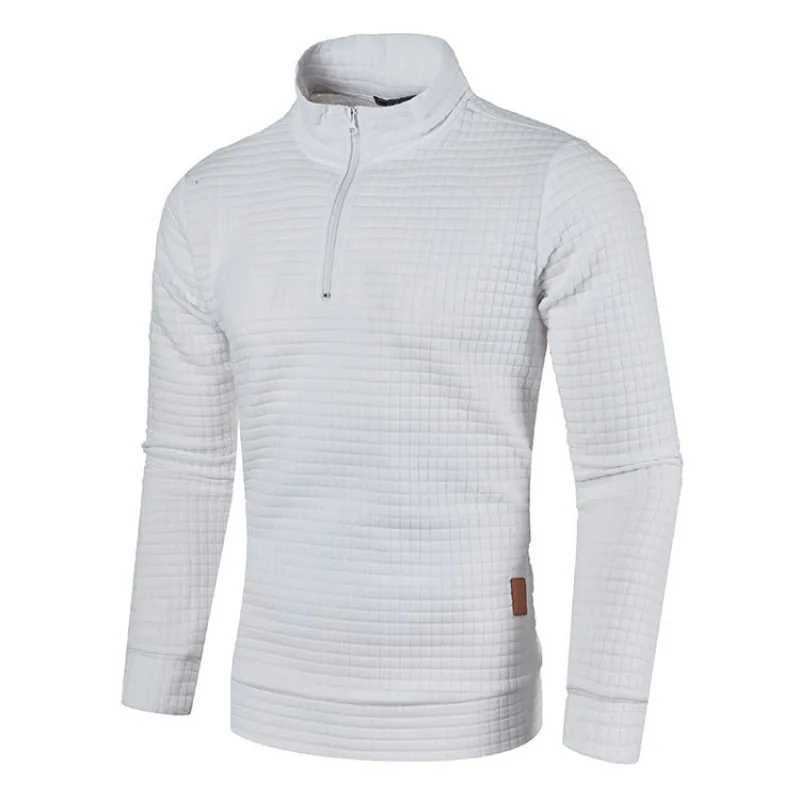 Mens hoodie zipper design solid color stand up collar jacket. Mens Jacquard Checkered Hoodie W250108