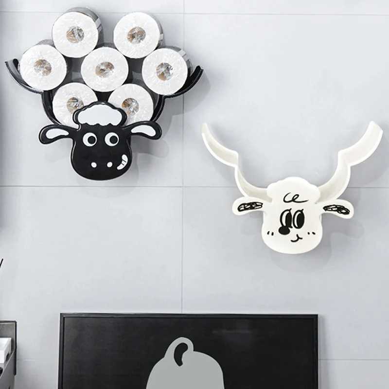 Wall mounted paper storage and organizer sheep interesting toilet paper storage bathroom decoration tissue holder Y250107
