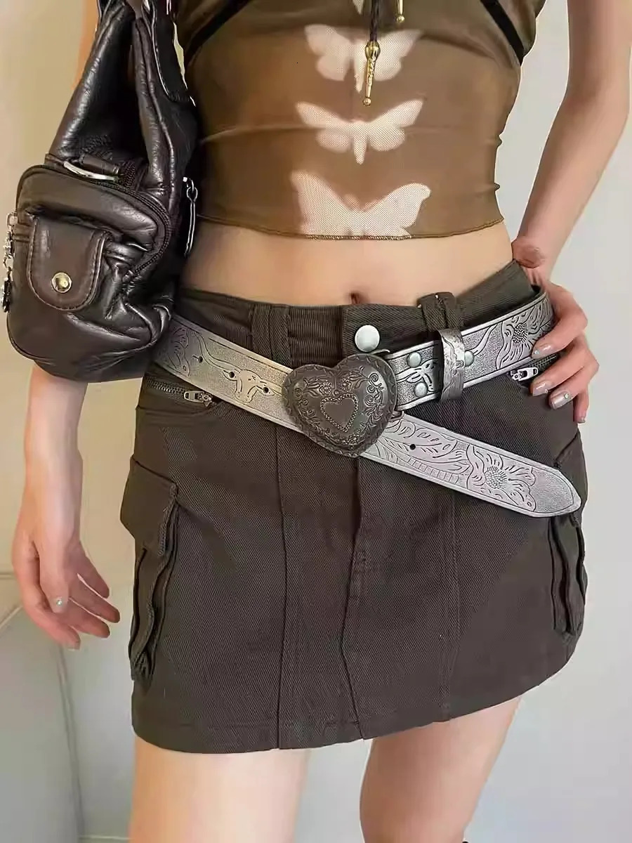 Love Y2K Retro Belt Female Korean Version Of Fashion Accessories Jeans With Slim Personality Belt Dark 250107