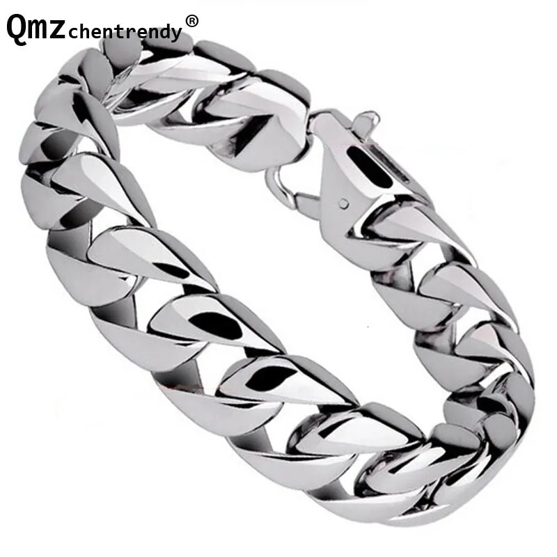 Fashion Real Steel Men Bracelets Punk Bangle Pulseras High Polished Wristbands Classic Jewelry Brace lace 1.5cm 250107