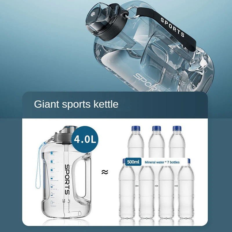 1700ML/2500ML/3800ML Fitness Cup Bpa Free Drinking Bottle Large Capacity Portable PC Sports Water Bottle With Straw 250107