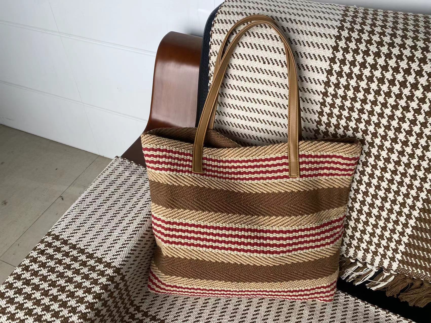 Authentic Handcrafted Coarse Linen Shoulder Bag for Women