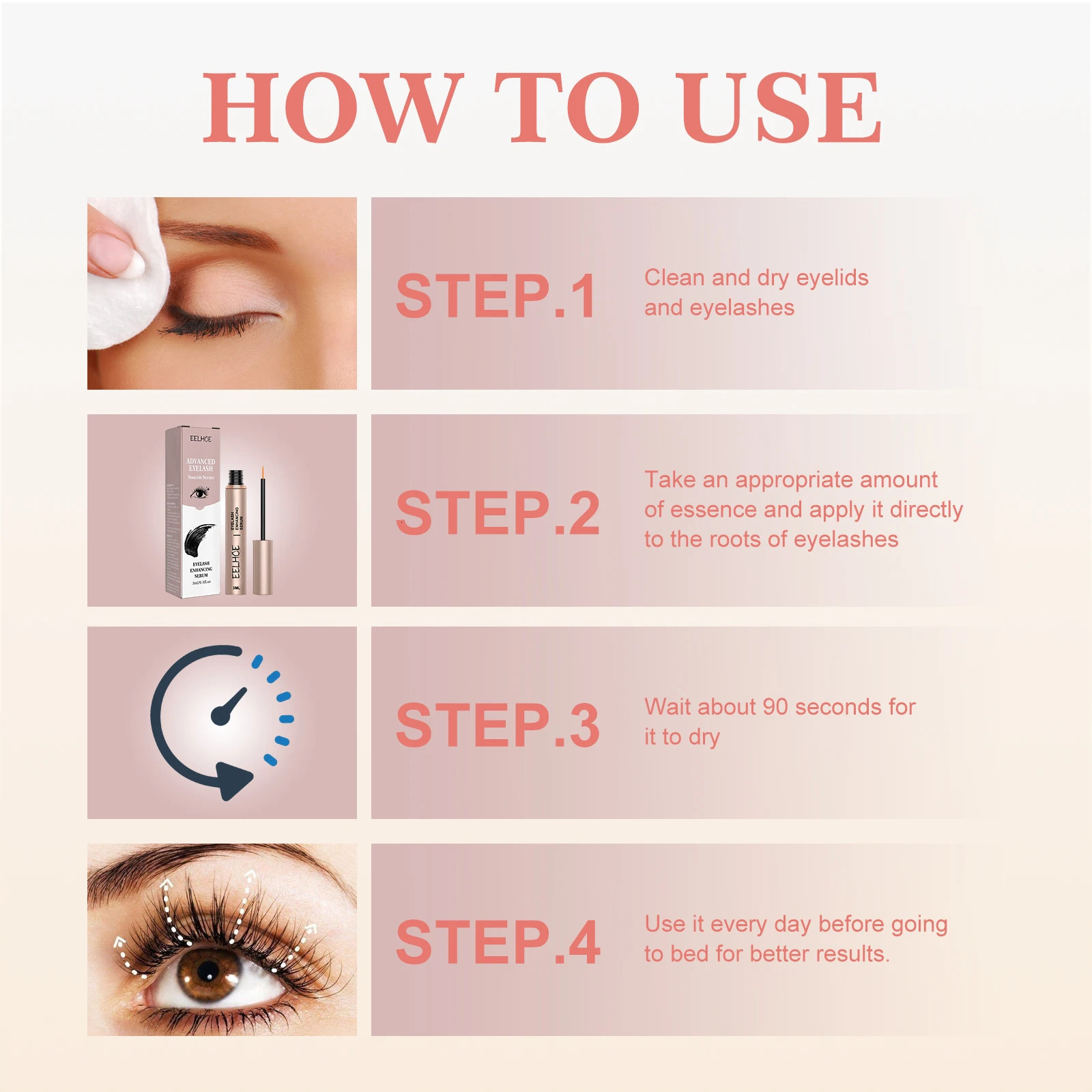 EELHOE Flash Serum for Eyelashes Strengthen Eyelash Curl Lengthening Eyelashes Deep Nourishing Eyelash Enhancement Accessories 250107