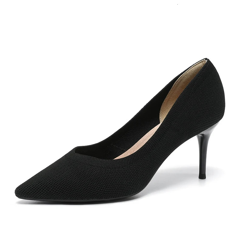 DIMANYU High Heels Women 2024 Knitted Pointy Womens Dress Shoes Thin With Nightclub Sexy Model Runway Shoes Women 250103