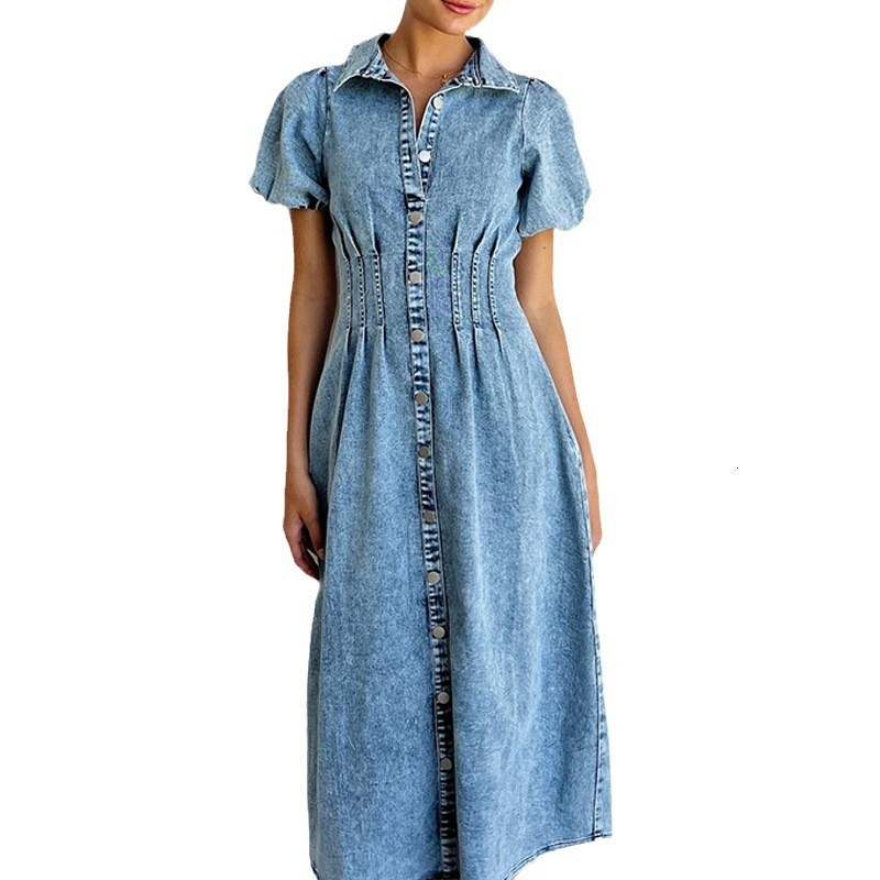 dresses for woman prom dresses 2025 2025 autumn and winter independent station short sleeved distressed casual style shirt denim long dres