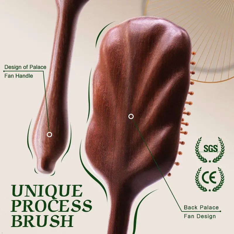 Sandalwood Hair Brush Women Custom Wide Teeth Paddle Hairbrush Wooden Comb for Hair Massage Scalp Brush Brosse Cheveux 250107