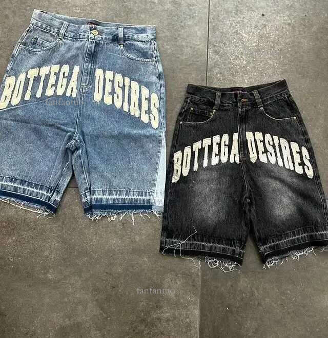 Street wear Y2K gym shorts mens Harajuku hip-hop letter patch denim shorts New Gothic oversized basket sports shortsW240723