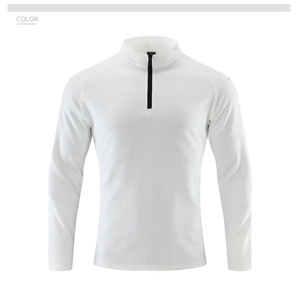 LY03 Men Running Sports Long Sleeve T-shirt Men's Style Stand-up Collar Half Zipper Shirt Training Fitness Clothes Training Top Elastic Quick Dry