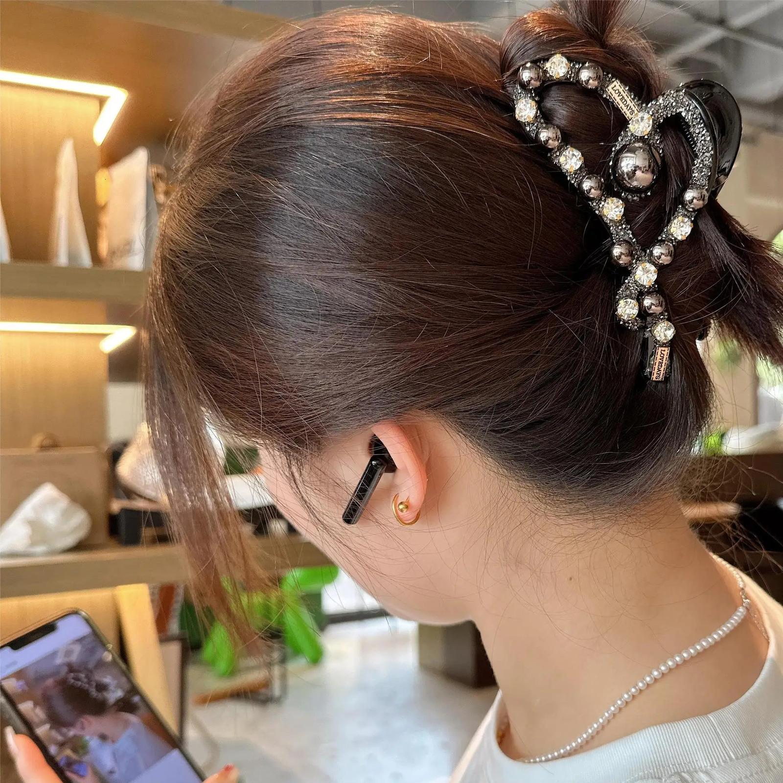 Women Elegant Gold Silver Hollow Geometric Pearl Hair Claw Vintage Hair Clip Headband Hairpin Fashion Girls Hair Accessories 250103