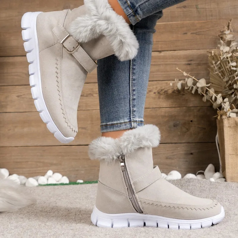Women Boots Winter Warm Chelsea Snow Boots Women 2024 Casual Short Plush Ankle Boots Gladiator Sport Flat Shoes for Women 250103