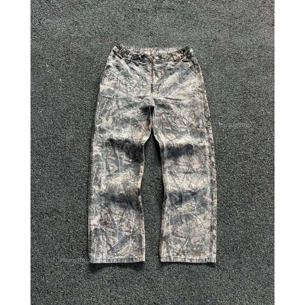 Y2K Jeans Harajuku Hip Hop Baggy Camouflage Cargo Pants Sweat Wide Legs Men And Women Casual Camo Trousers Streetwear 240910