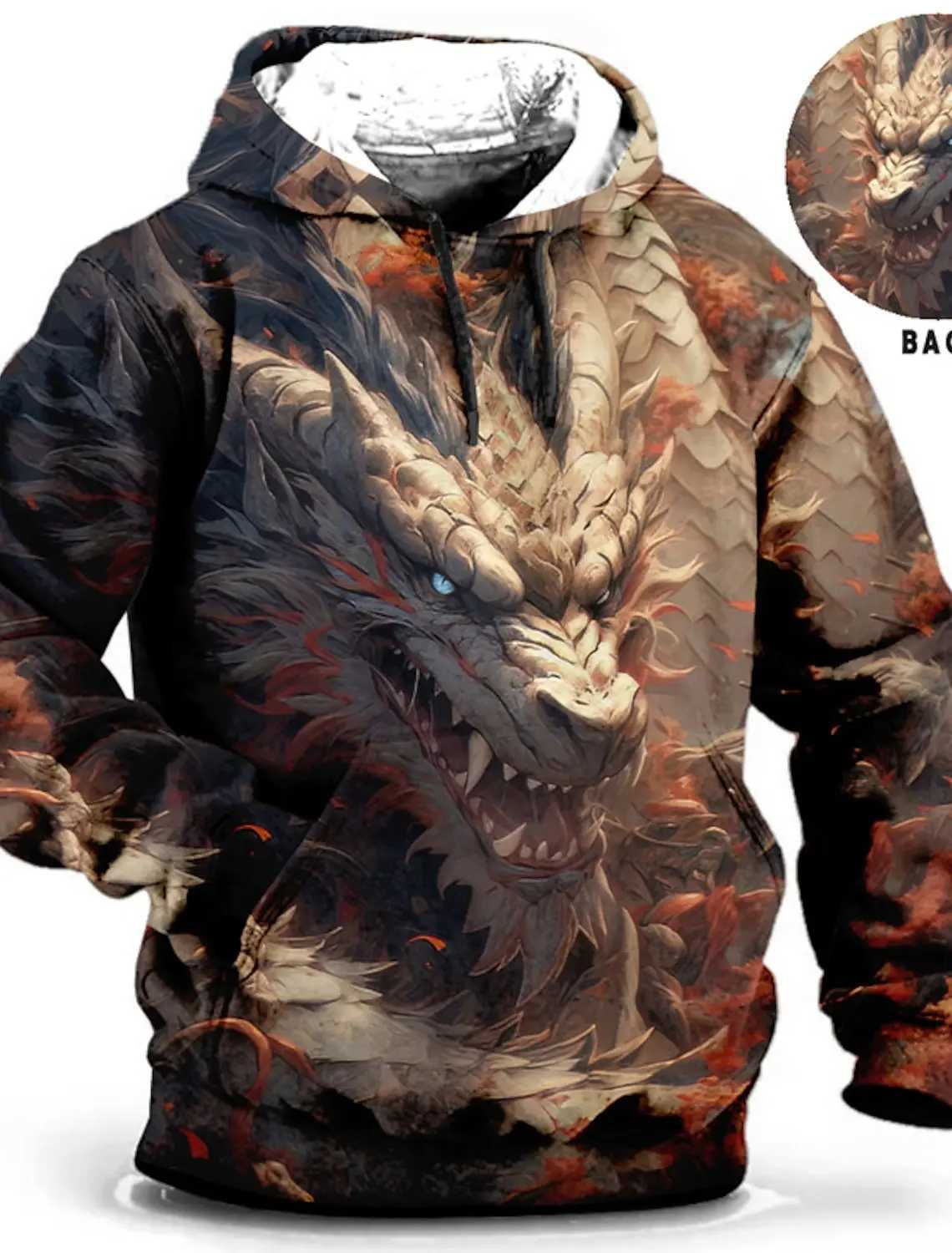 Mens unisex hoodie fashion Pullover hoodie sports hoodie animal wolf lion dragon tiger printed daily 3D printed casual hoodie W250108