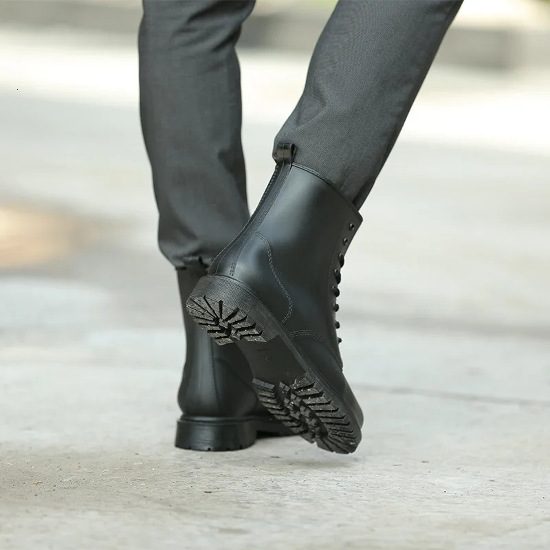 Mens Rain Boots Black Chelsea Boots for Male Lace-Up PVC Waterproof Ankle Boots Rainy Day Men Shoes Rainboot Botas Hombre 250106