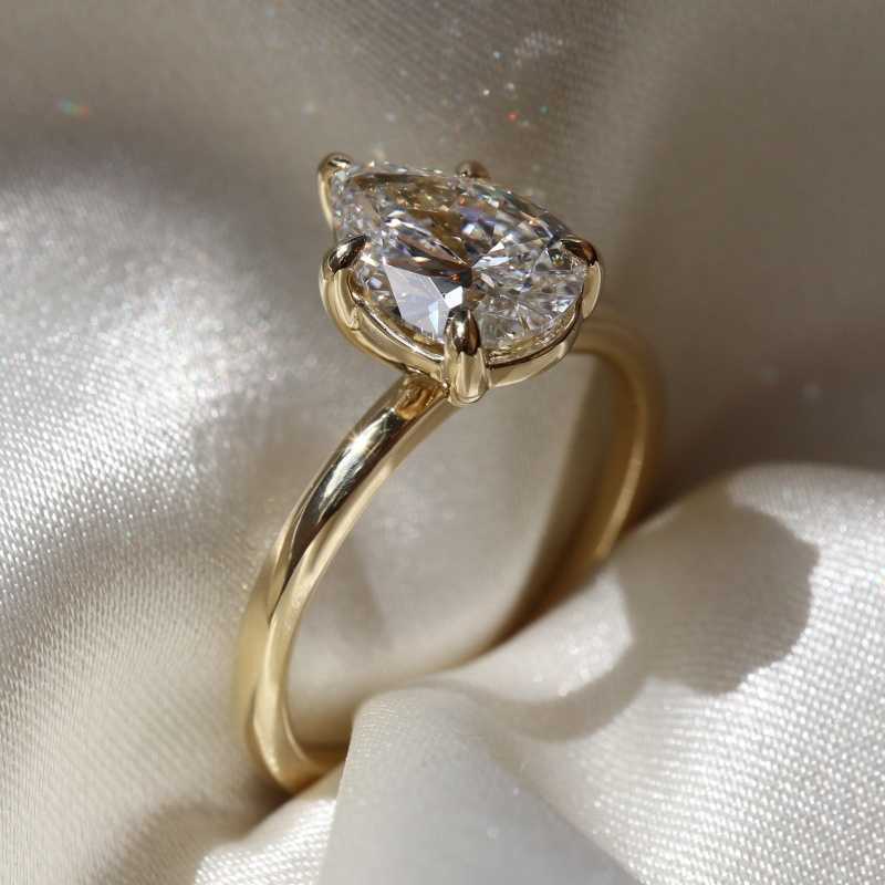 2025 Designer ring Custom GRA VVs Moissanite Pear Cut Shape Engagement Ring Gold Plated 925 Sterling Silver For Women Men Jewelry