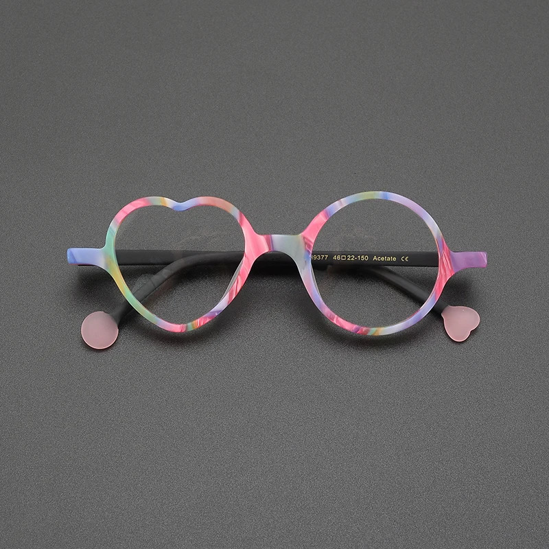 High quality individual hand frosted multicolor glasses frame heart-shaped sweet and cute fashion niche hip hop optical glasses 250107