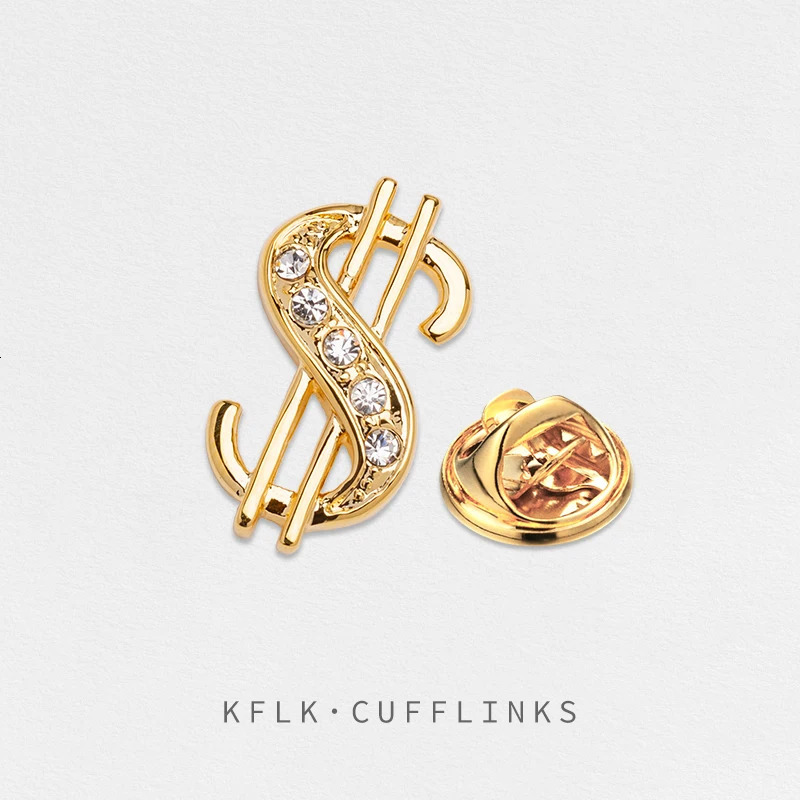 KFLK Fashion Dollar Sign Brooch Pins Exquisite Brooches For Women Mens Costumes Badge Brooch Jewelry Wholesale 241230